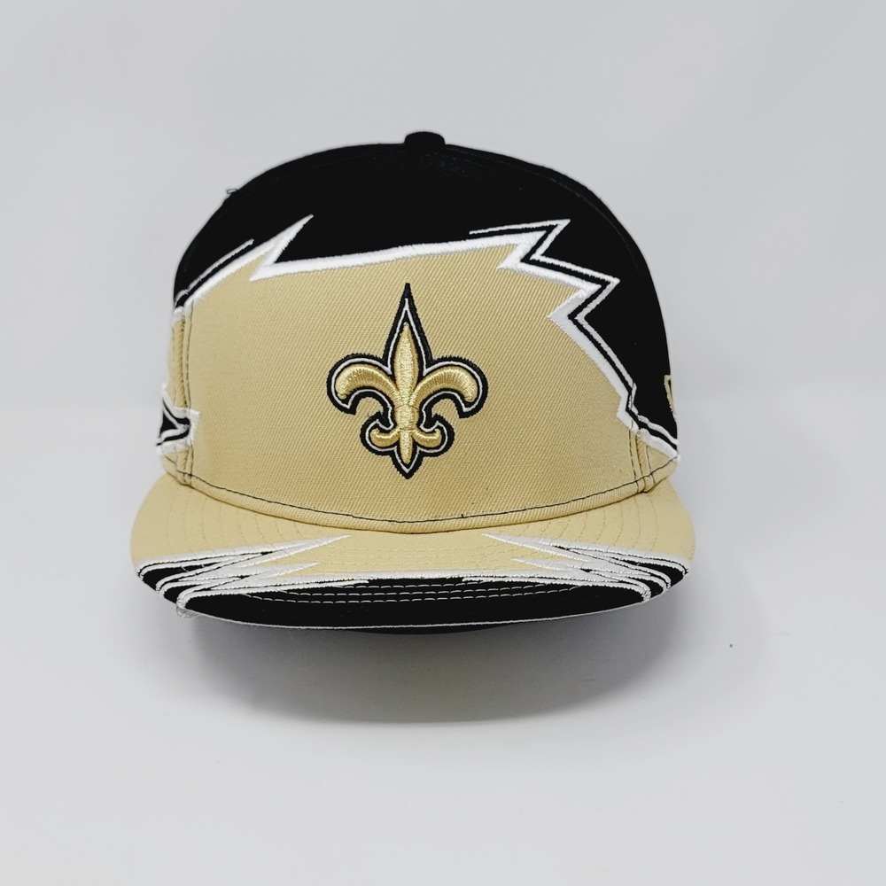New Era 59FIFTY New Orleans Saints Fitted Hat Mens 7 1/2 Gold Black Break Design